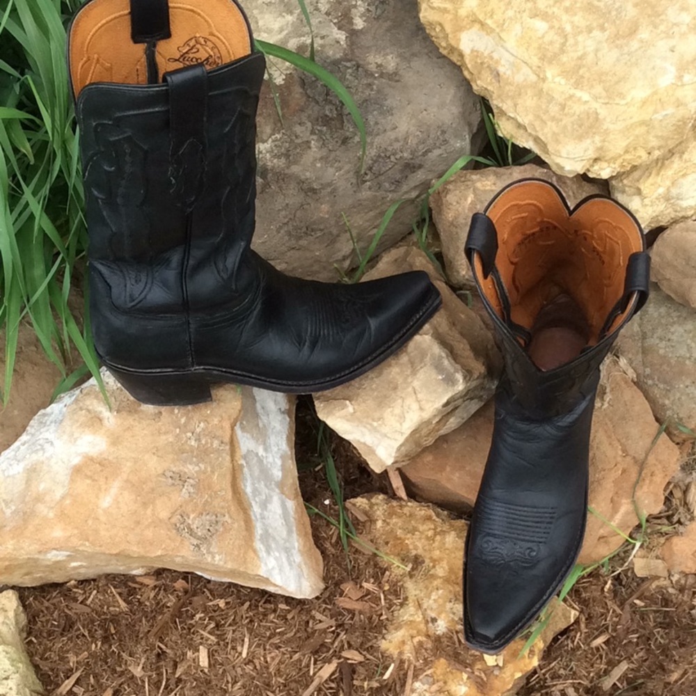 Lucchese cowgirl cowboy  boots Black